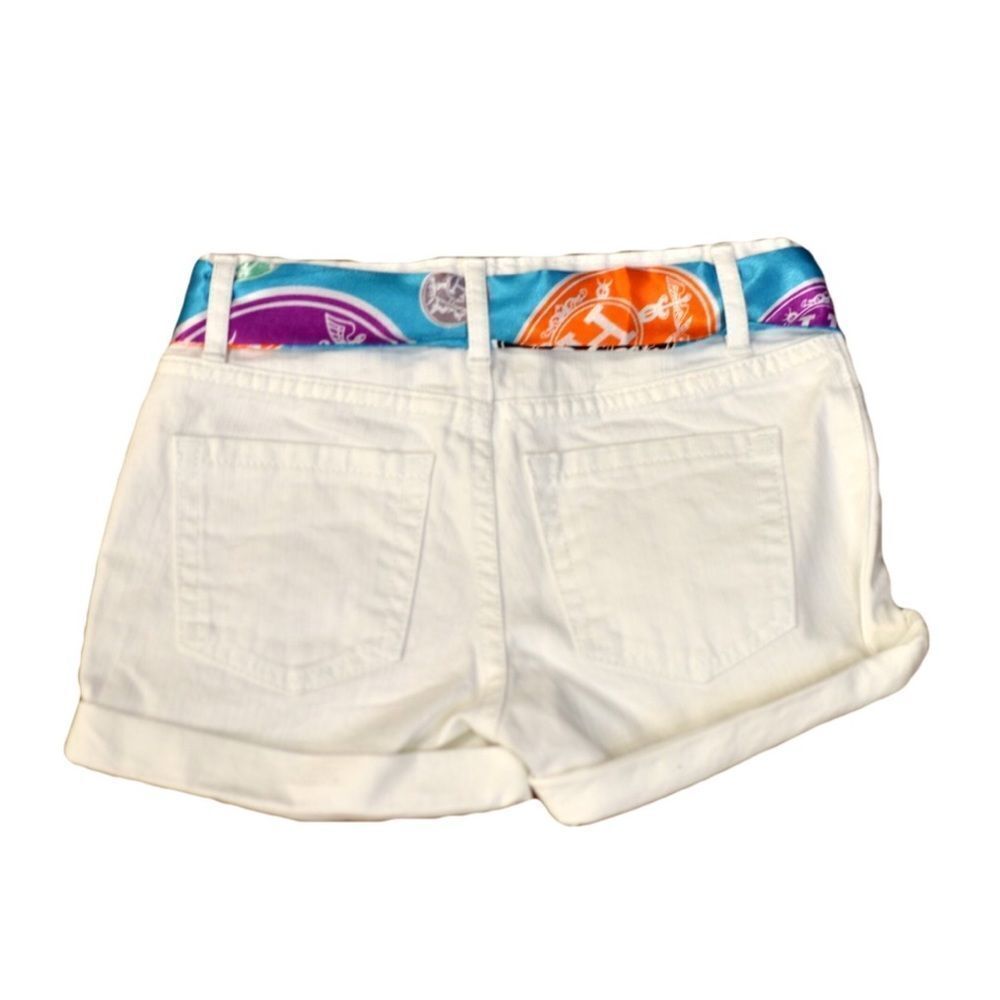 Kid’s White Denim Shorts W/ Blue Silk Scarf - Picture 2 of 5